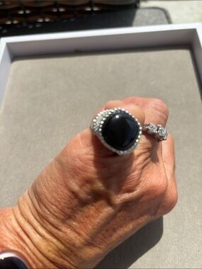 Lia Sophia Silver Woman’s Ring with Black Onyx Cabochon